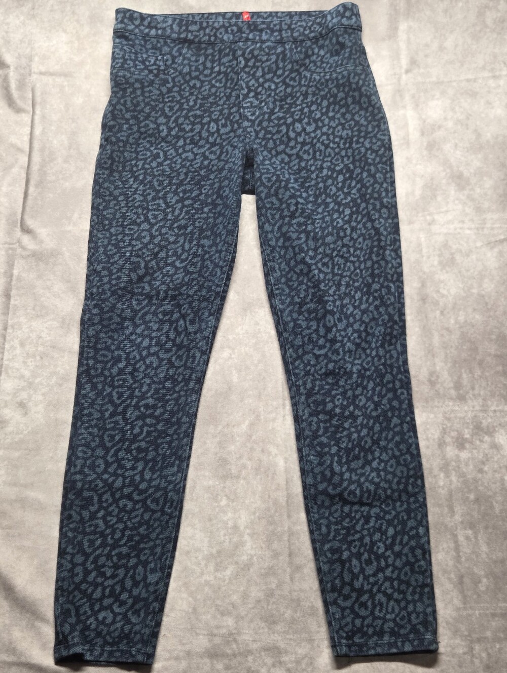 SPANX Look at Me Now Seamless Animal Print Leggings Sz Medium Blue Black